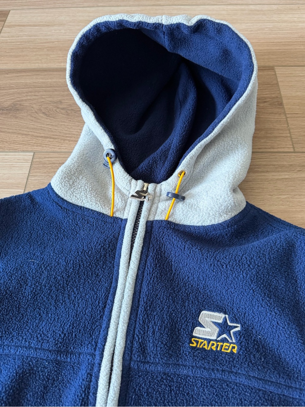 STARTER Hooded Navy Fleece Vest - Picture 2 of 6